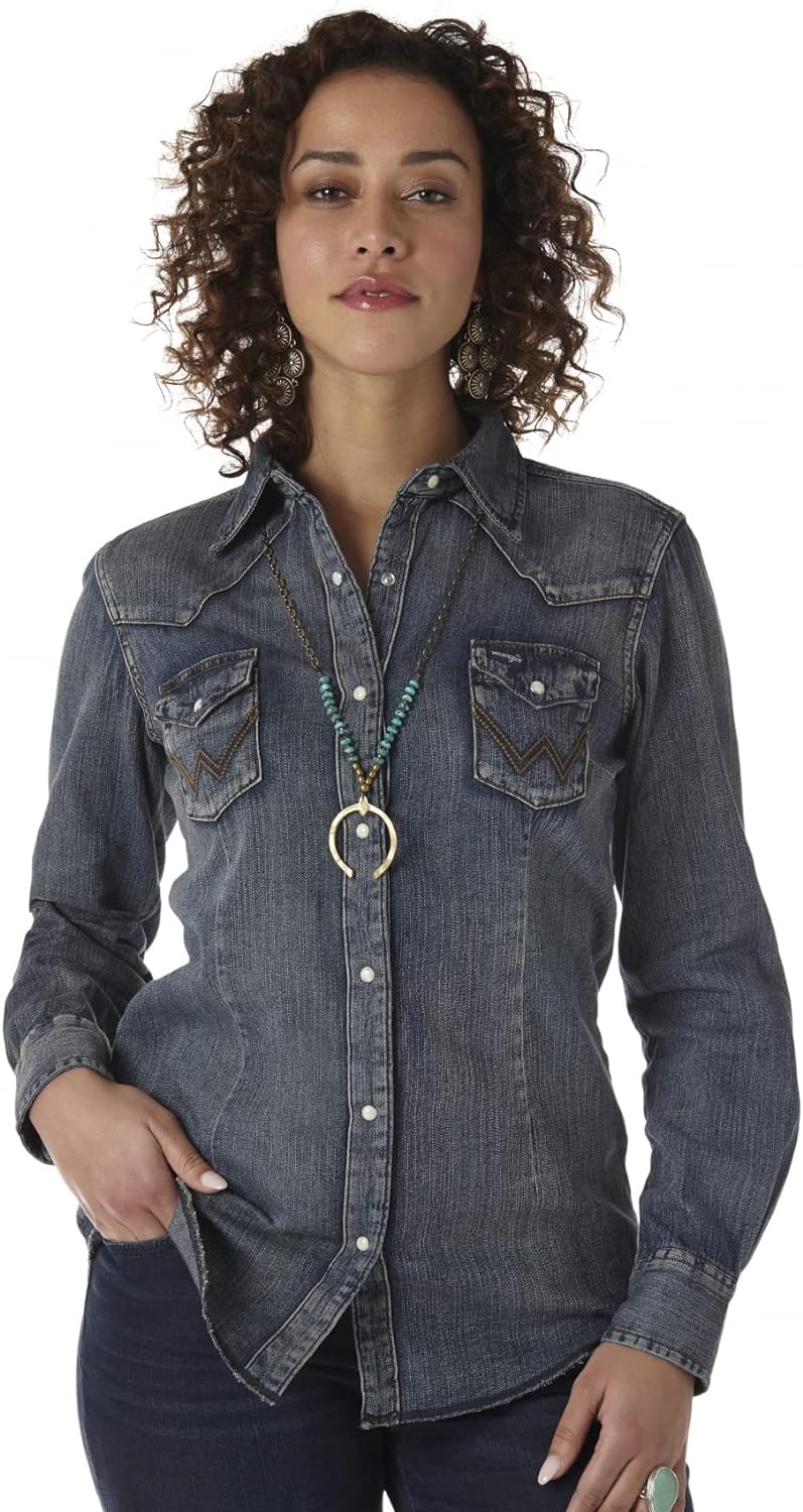 Wrangler Women's Long Sleeve Western Snap Work Shirt